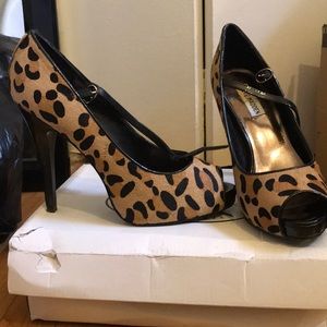 Cheetah print open toed heels